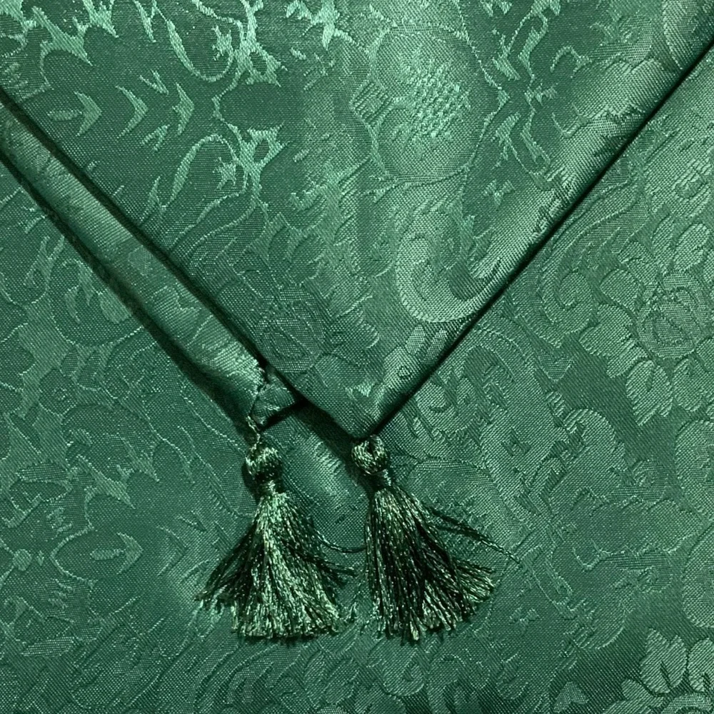 Holly Homes Table Runner Silky Holiday Christmas Green Damask 13 in x 72 in